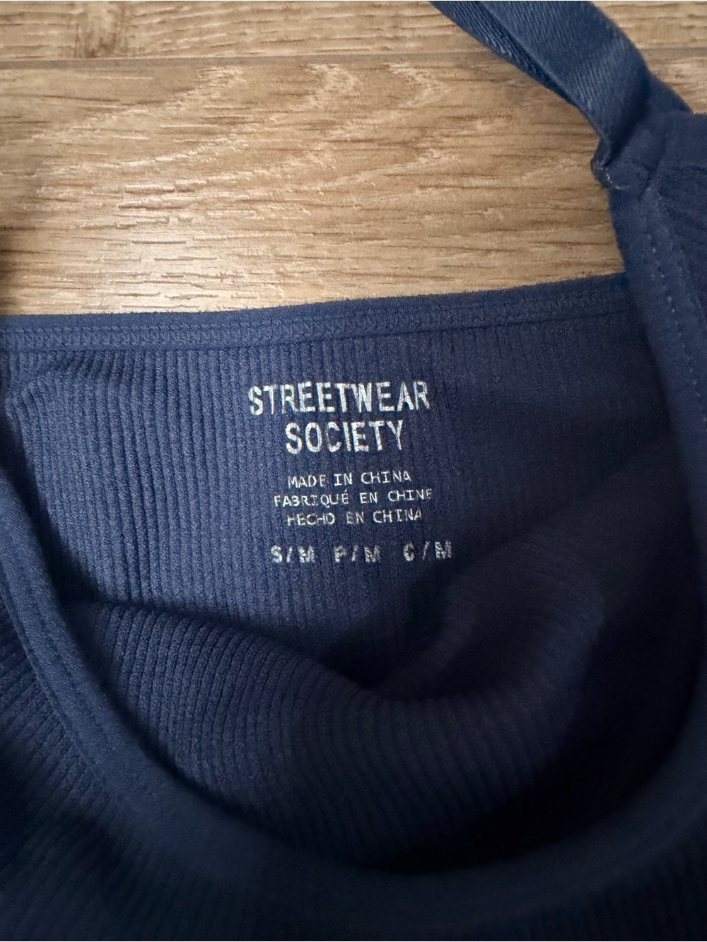 STREETWEAR SOCIETY - Ribbed Strappy Crop Tops Sports Bra (x2)- Navy & White - Picture 5 of 5